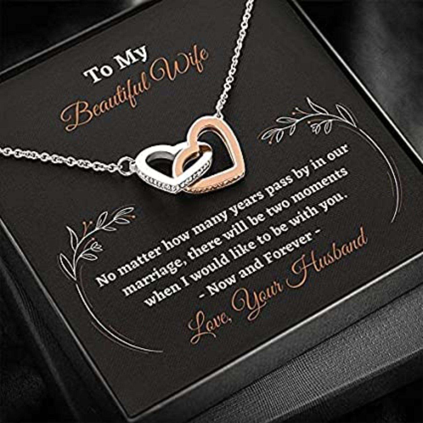 Wife Necklace, To My Beautiful Wife Necklace Message Card, Birthday, Necklace For Wife, Gift For Valentine’S Day For Karwa Chauth Rakva