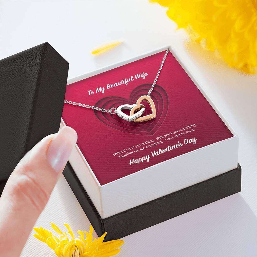 Wife Necklace, To My Beautiful Wife Valentine’S Day Interlocking Hearts Necklace For Karwa Chauth Rakva