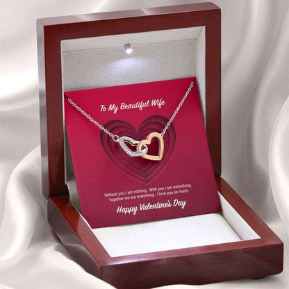 Wife Necklace, To My Beautiful Wife Valentine’S Day Interlocking Hearts Necklace For Karwa Chauth Rakva