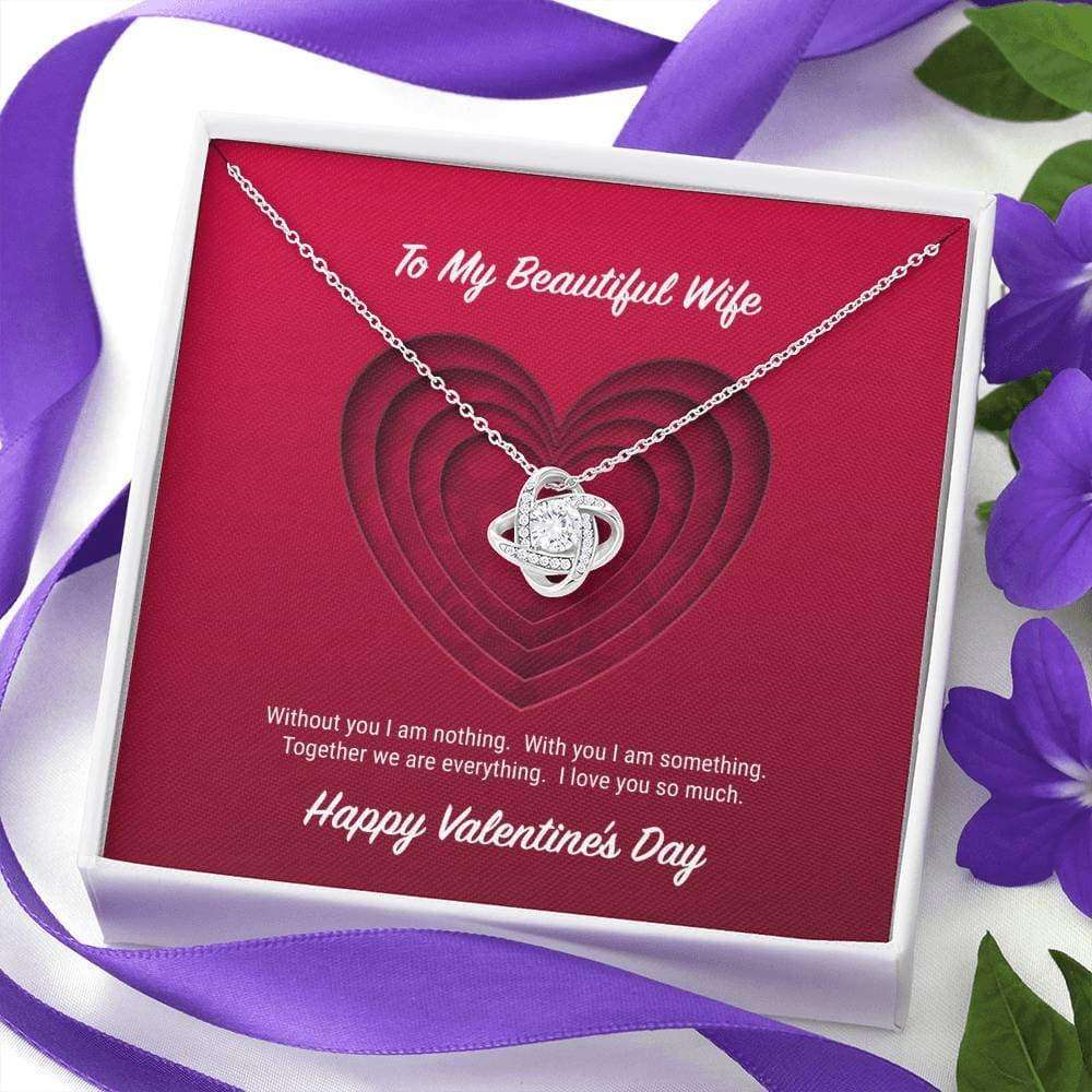 Wife Necklace, To My Beautiful Wife Valentine’S Day Love Knot Necklace For Karwa Chauth Rakva