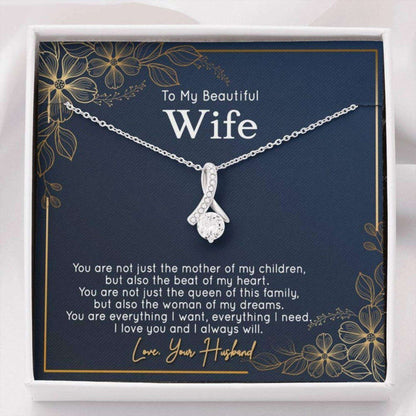 Wife Necklace, To My Beautiful Wife Valentines Day Necklace With Card “ Gift For Wife Alluring Beauty Necklace For Karwa Chauth Rakva