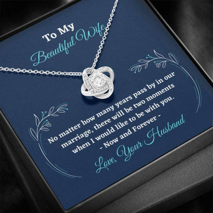 Wife Necklace, To My Beautiful Wife Valentines Day Necklace With Card “ Gift For Wife Love Knot Necklace For Karwa Chauth Rakva