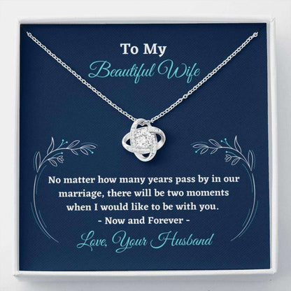 Wife Necklace, To My Beautiful Wife Valentines Day Necklace With Card “ Gift For Wife Love Knot Necklace For Karwa Chauth Rakva