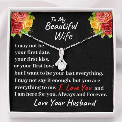 Wife Necklace, To My Beautiful Wife You Are Everything To Me, Anniversary Birthday Gift For Wife For Karwa Chauth Rakva