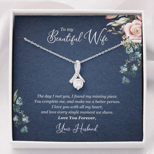 Wife Necklace, To My Beautiful Wife You Complete Me Necklace, Wife Anniversary Gift, Eternal Love For Karwa Chauth Rakva