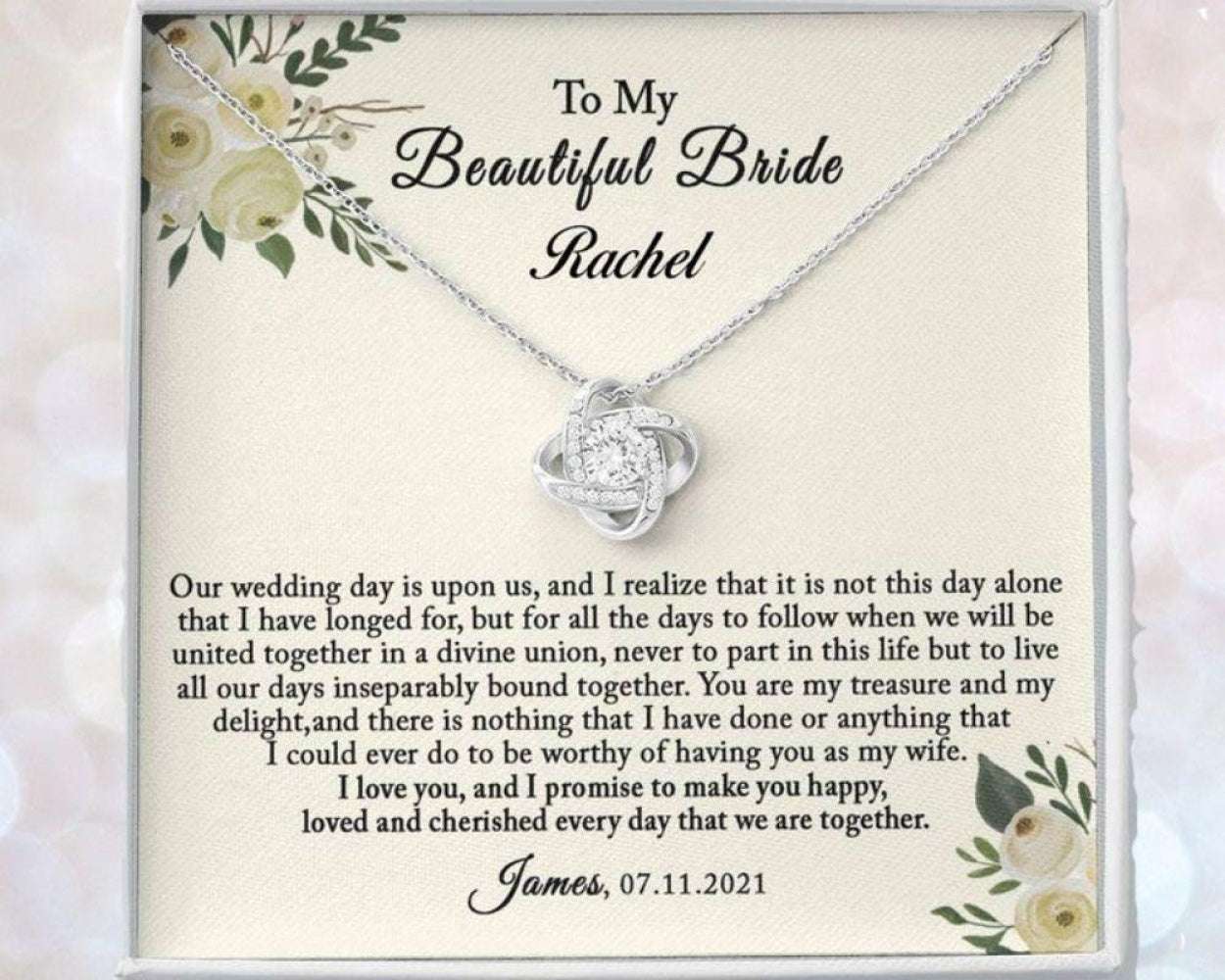 Wife Necklace, To My Bride Necklace Gift On Wedding Day, Gift For Bride From Groom Gift For Bride Rakva