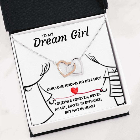 Wife Necklace, To My Dream Girl Our Love Knows No Distance Necklace Gift For Wife Fiance For Karwa Chauth Rakva