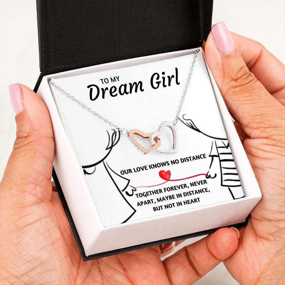 Wife Necklace, To My Dream Girl Our Love Knows No Distance Necklace Gift For Wife Fiance For Karwa Chauth Rakva