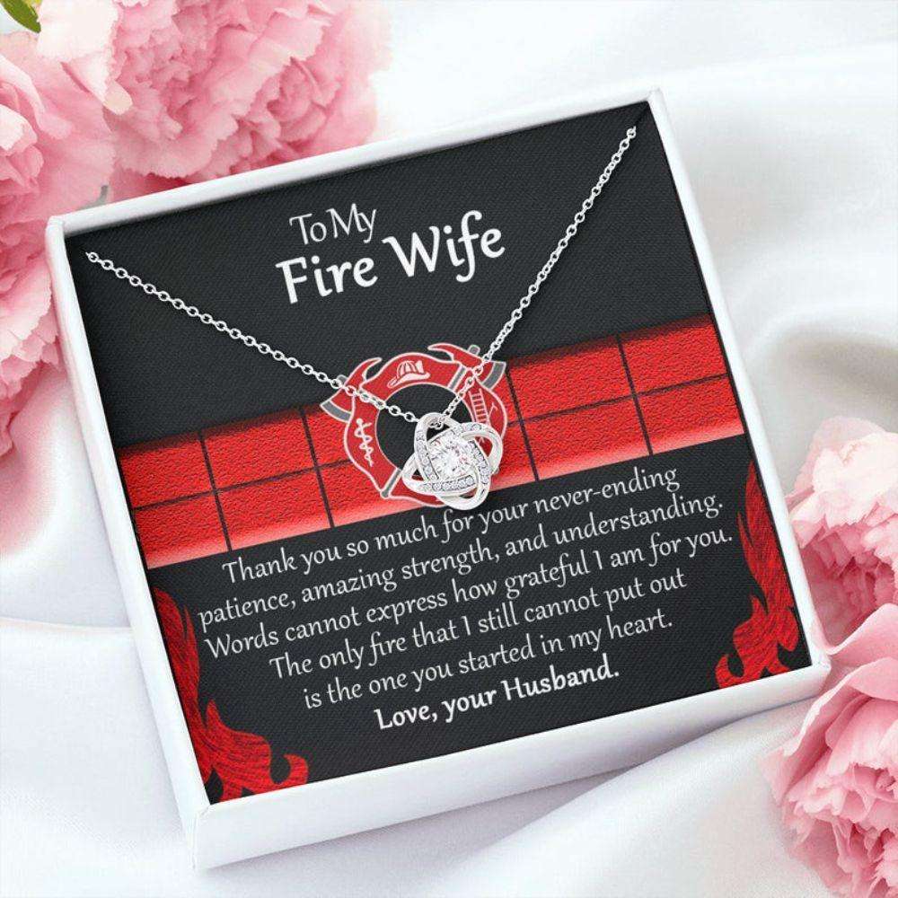 Wife Necklace, To My Fire Wife Necklace From Your Fireman Husband, Firefighters Wife Gift, Thin Red Line For Karwa Chauth Rakva
