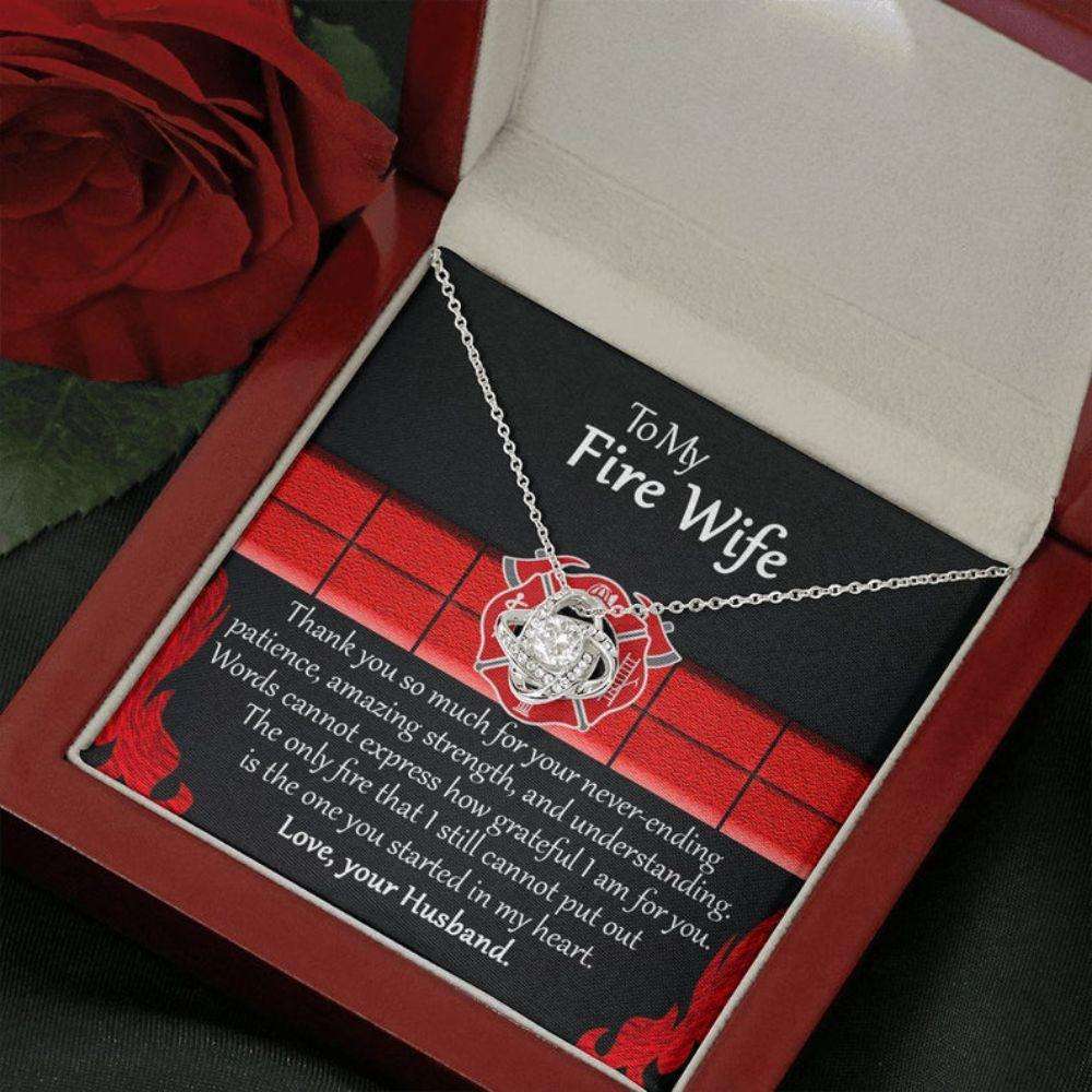 Wife Necklace, To My Fire Wife Necklace From Your Fireman Husband, Firefighters Wife Gift, Thin Red Line For Karwa Chauth Rakva