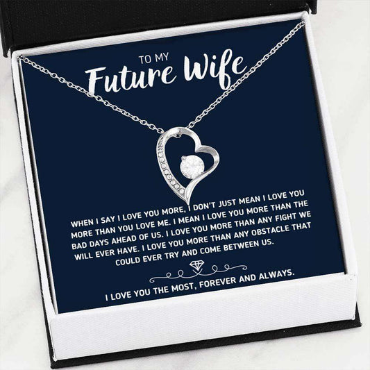 Wife Necklace, To My Future Wife Love You The Most Forever And Always Necklace Gift For Karwa Chauth Rakva