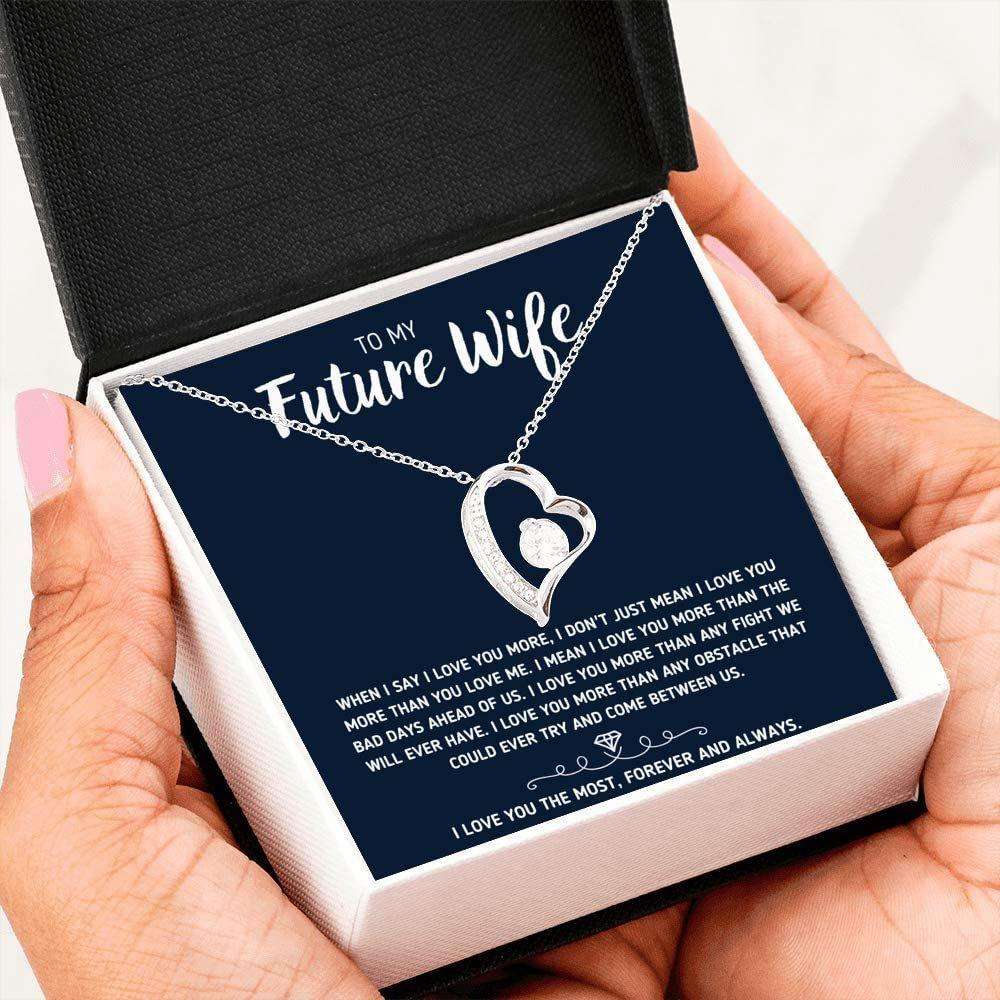 Wife Necklace, To My Future Wife Love You The Most Forever And Always Necklace Gift For Karwa Chauth Rakva