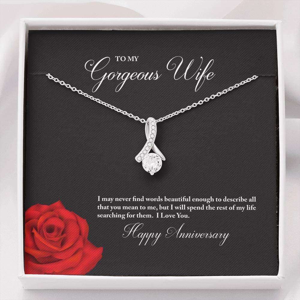 Wife Necklace, To My Gorgeous Wife Happy Anniversary Alluring Beauty Necklace For Karwa Chauth Rakva