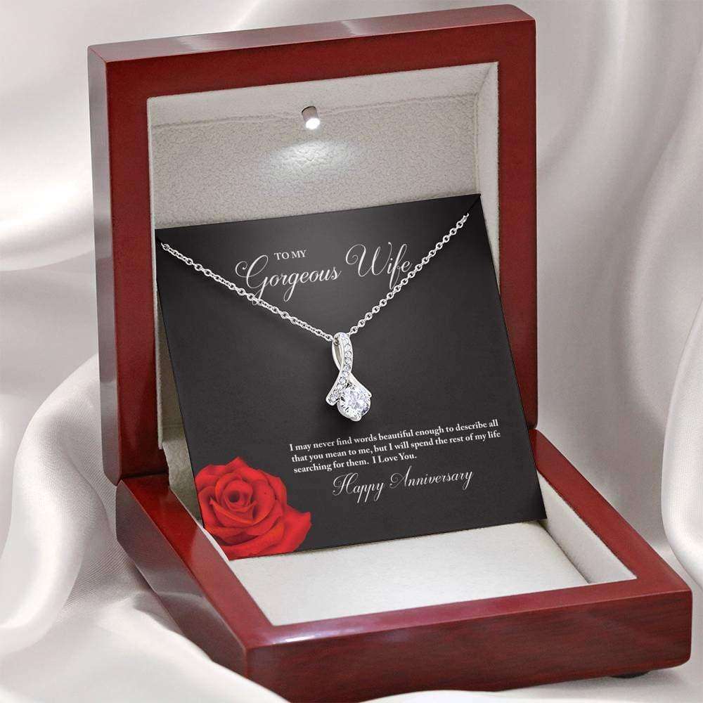 Wife Necklace, To My Gorgeous Wife Happy Anniversary Alluring Beauty Necklace For Karwa Chauth Rakva