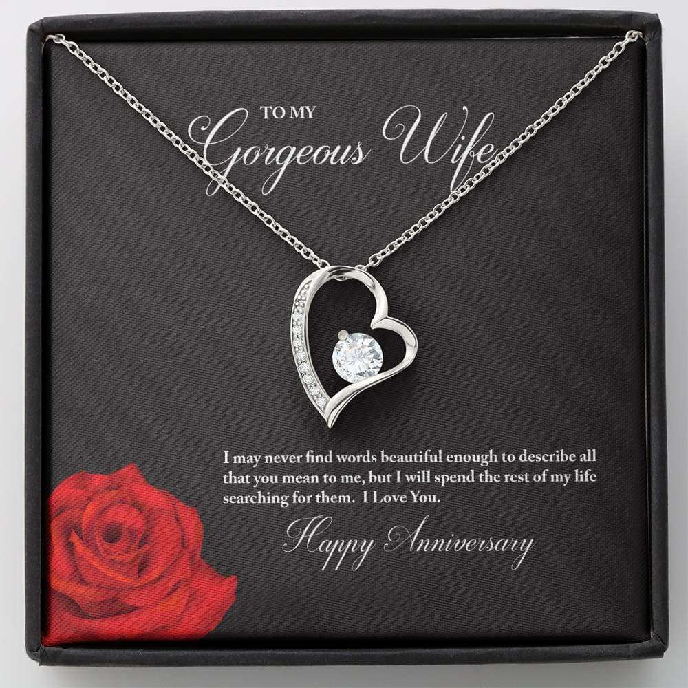 Wife Necklace, To My Gorgeous Wife Happy Anniversary Forever Love Necklace For Karwa Chauth Rakva