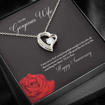 Wife Necklace, To My Gorgeous Wife Happy Anniversary Forever Love Necklace For Karwa Chauth Rakva