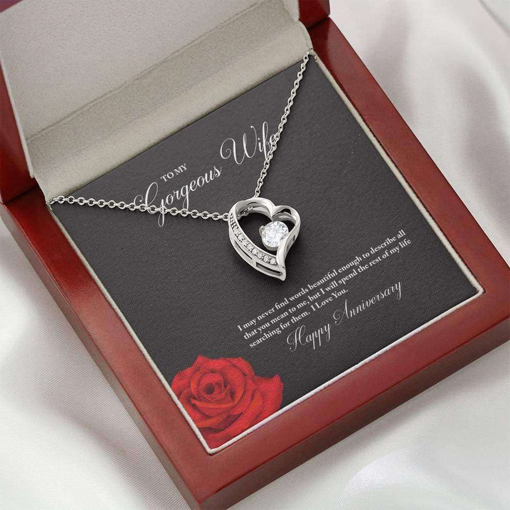 Wife Necklace, To My Gorgeous Wife Happy Anniversary Forever Love Necklace For Karwa Chauth Rakva