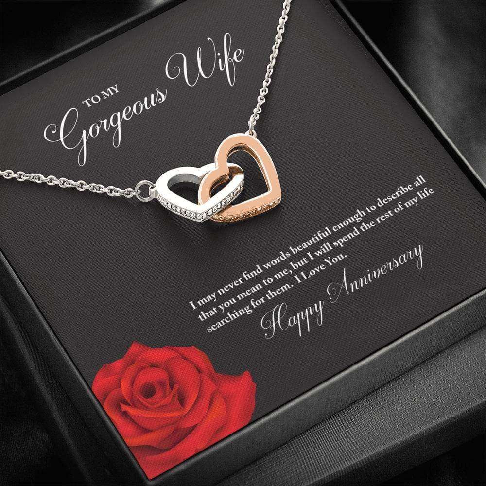 Wife Necklace, To My Gorgeous Wife Happy Anniversary Interlocking Hearts Necklace For Karwa Chauth Rakva