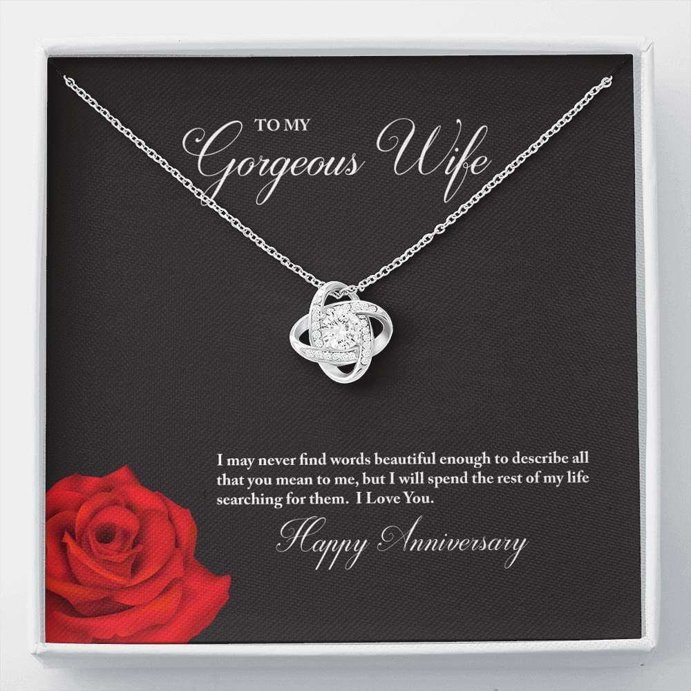 Wife Necklace, To My Gorgeous Wife Happy Anniversary Love Knot Necklace For Karwa Chauth Rakva