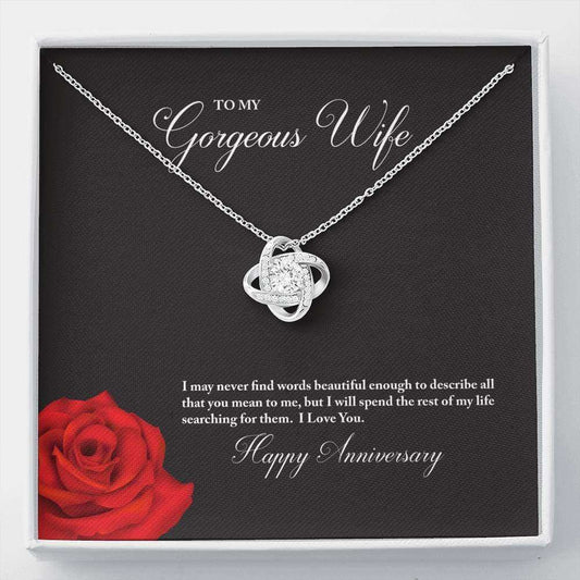 Wife Necklace, To My Gorgeous Wife Happy Anniversary Love Knot Necklace For Karwa Chauth Rakva