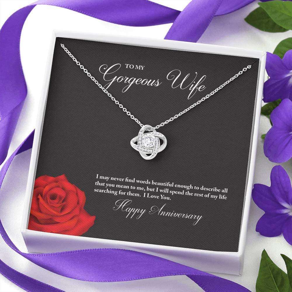 Wife Necklace, To My Gorgeous Wife Happy Anniversary Love Knot Necklace For Karwa Chauth Rakva