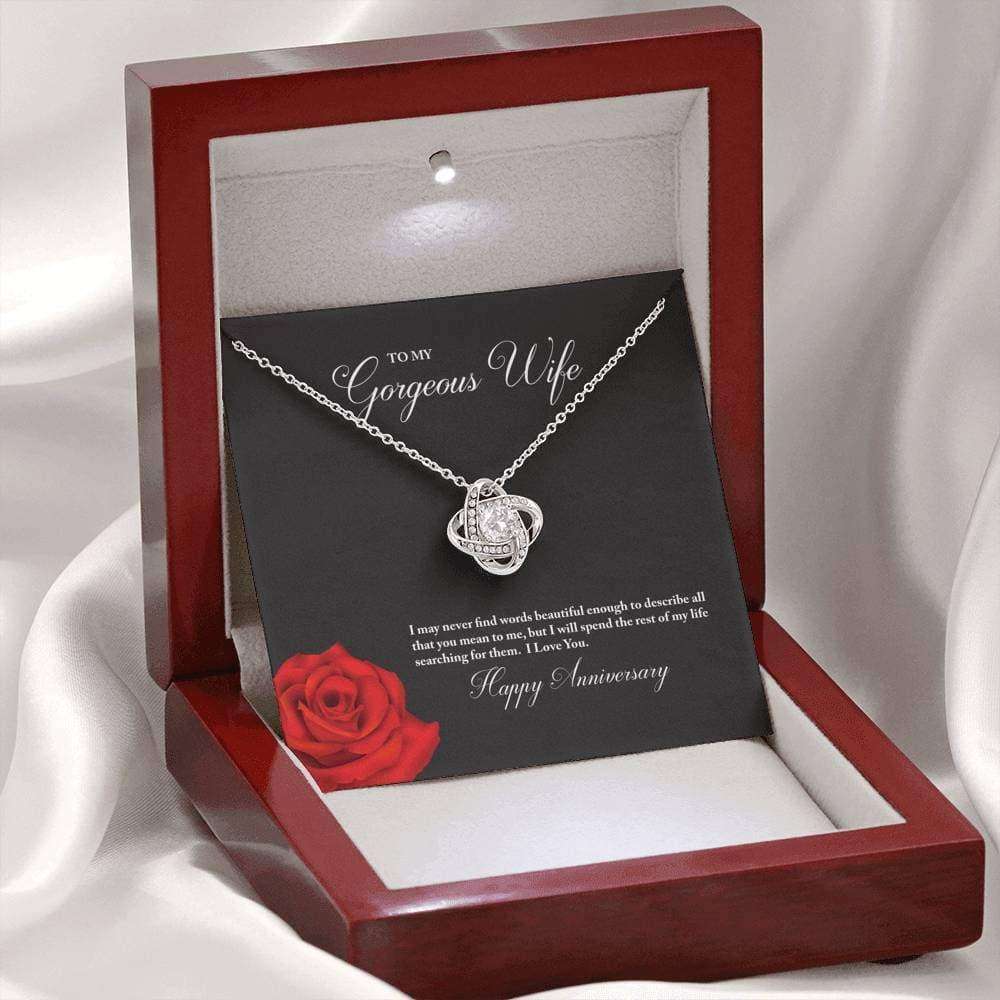 Wife Necklace, To My Gorgeous Wife Happy Anniversary Love Knot Necklace For Karwa Chauth Rakva