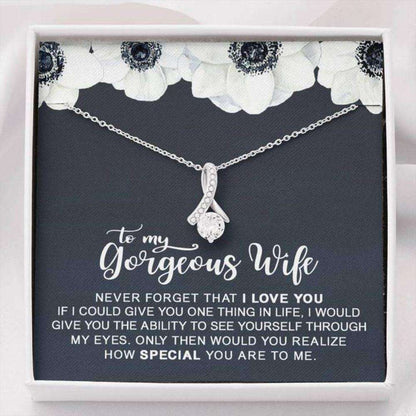 Wife Necklace, To My Gorgeous Wife Necklace “ Gift For Valentine, Birthday, Anniversary For Karwa Chauth Rakva