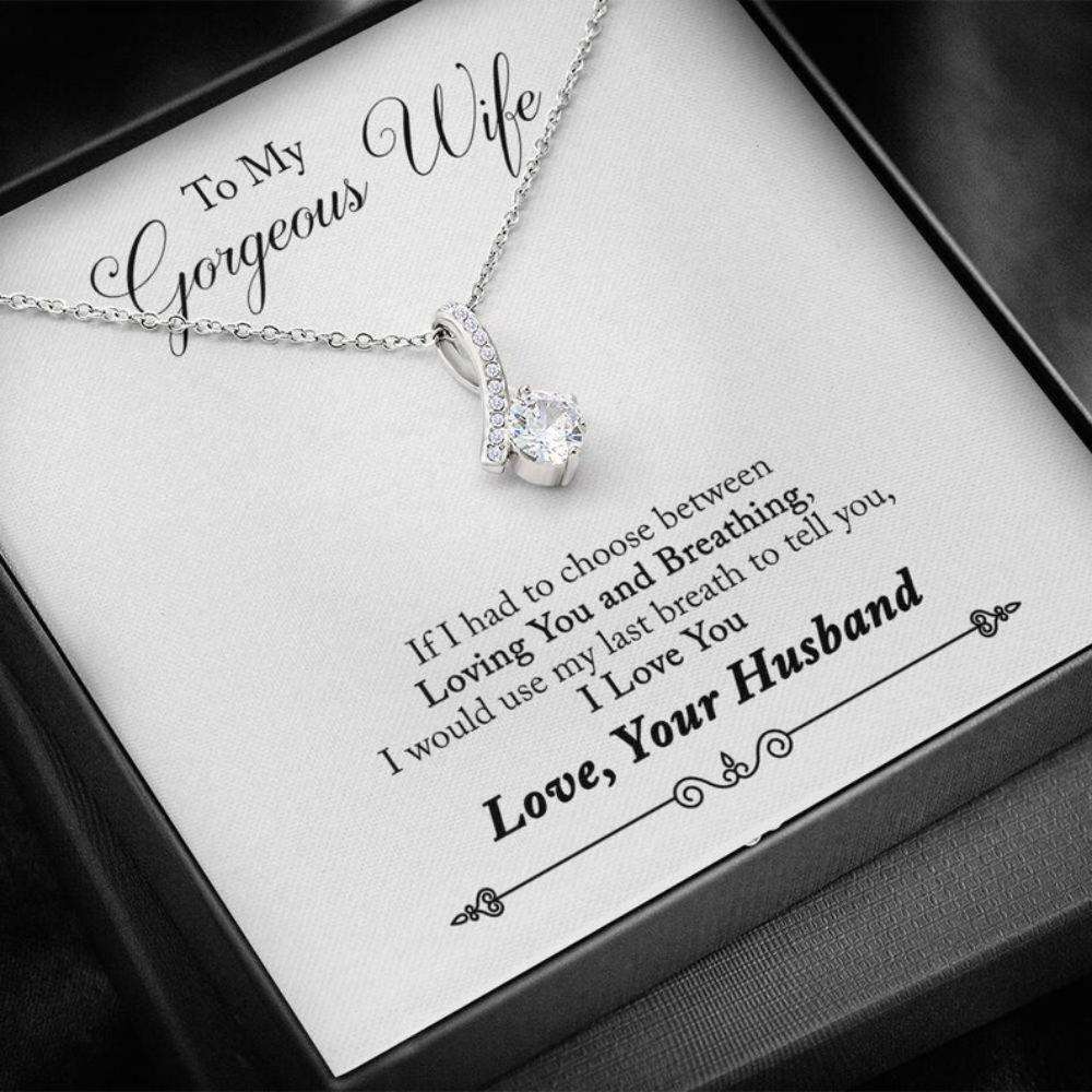 Wife Necklace, To My Gorgeous Wife Necklace “ Gift For Wife From Husband For Karwa Chauth Rakva