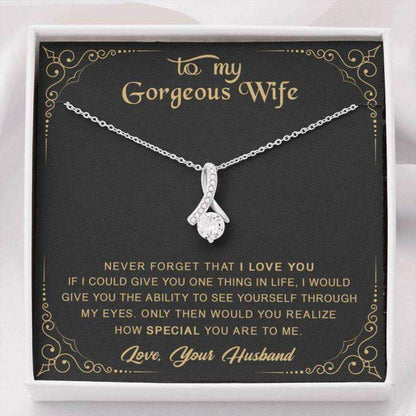 Wife Necklace, To My Gorgeous Wife Necklace “ Never Forget That I Love You For Karwa Chauth Rakva