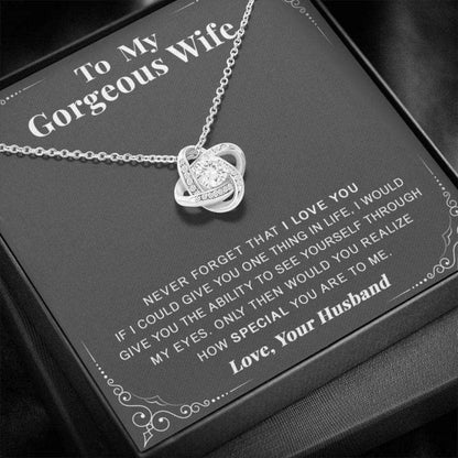 Wife Necklace, To My Gorgeous Wife Necklace “ Never Forget That I Love You For Karwa Chauth Rakva