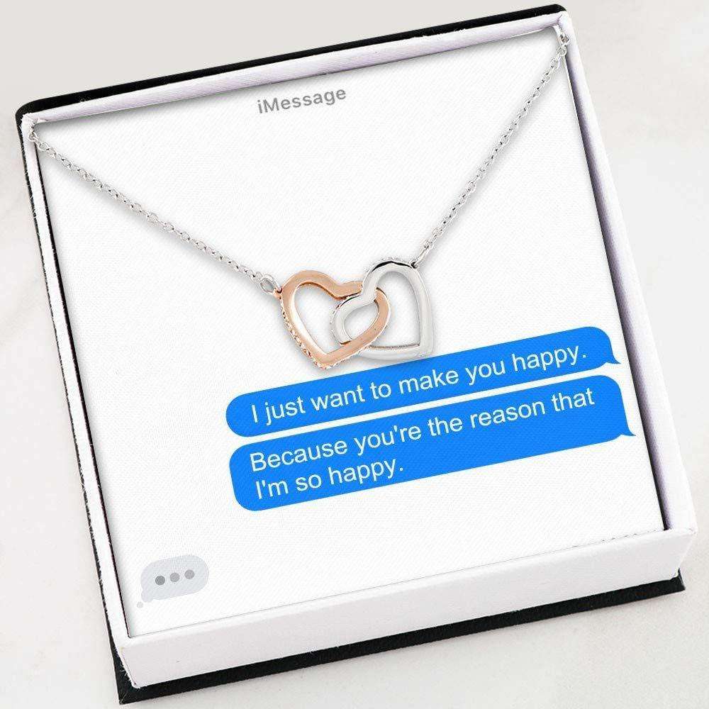 Wife Necklace, To My Love Necklace “ Message Card Necklace “ Interlocking Hearts Necklace With Gift Box For Karwa Chauth Rakva