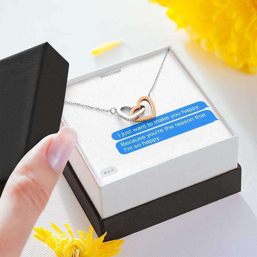 Wife Necklace, To My Love Necklace “ Message Card Necklace “ Interlocking Hearts Necklace With Gift Box For Karwa Chauth Rakva