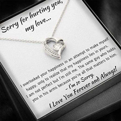 Wife Necklace, To My Love Œhappiness” Apology Gift Set Necklace Gift For Fiance, Future Wife Or Girlfriend For Karwa Chauth Rakva