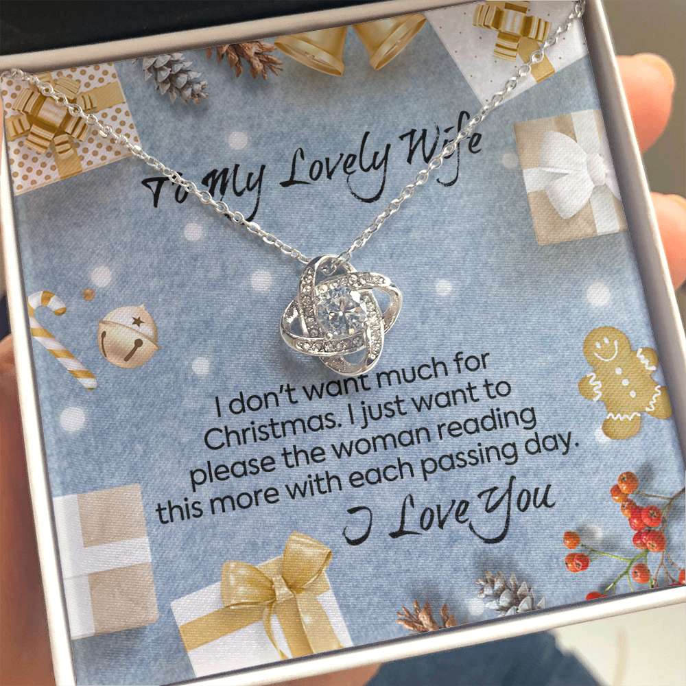 Wife Necklace, To My Lovely Wife Each Passing Day Christmas Love Knot Necklace For Karwa Chauth Rakva