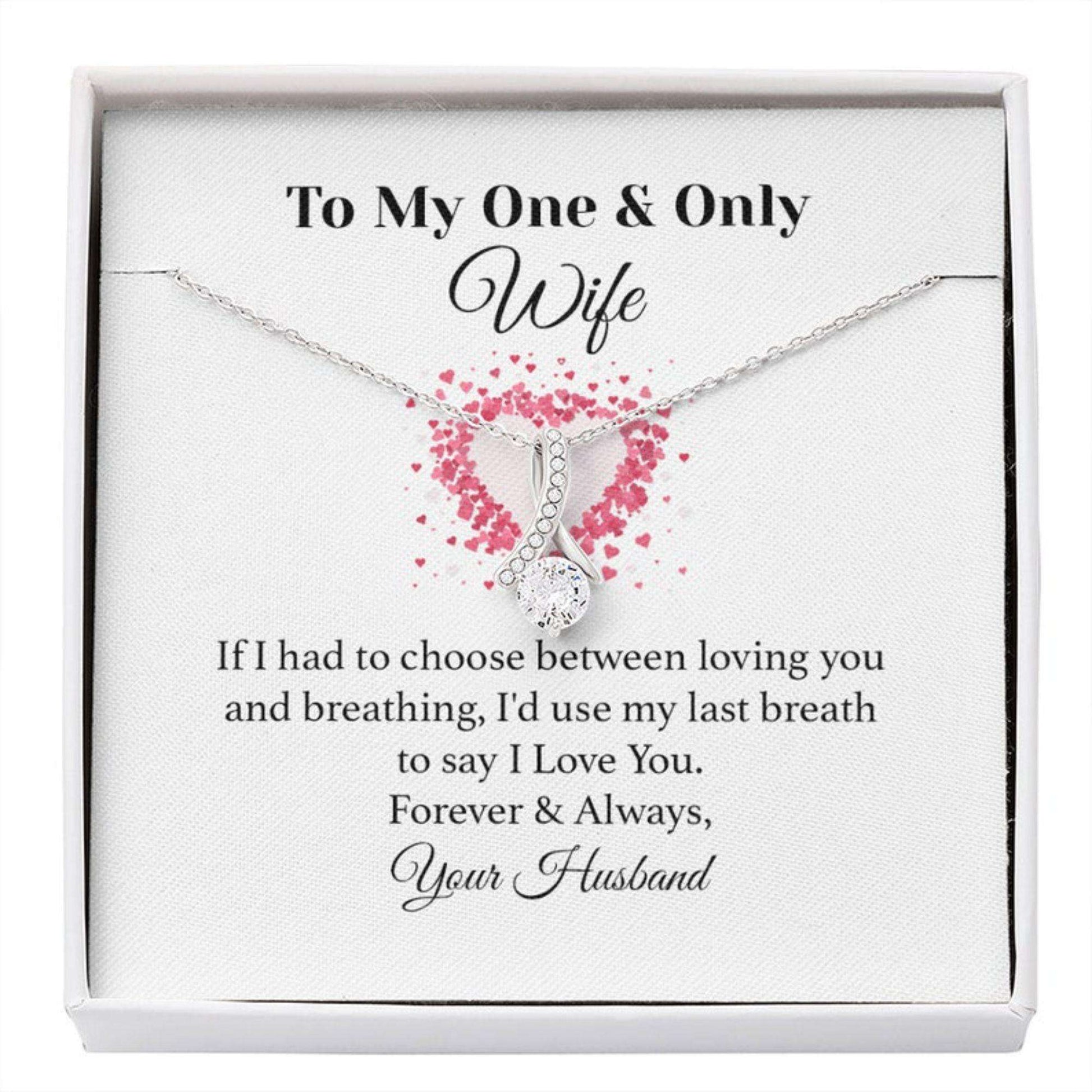 Wife Necklace, To My Lovely Wife Valentine’S Day Necklace Last Breath Choosing You, Gift For Wife For Karwa Chauth Rakva