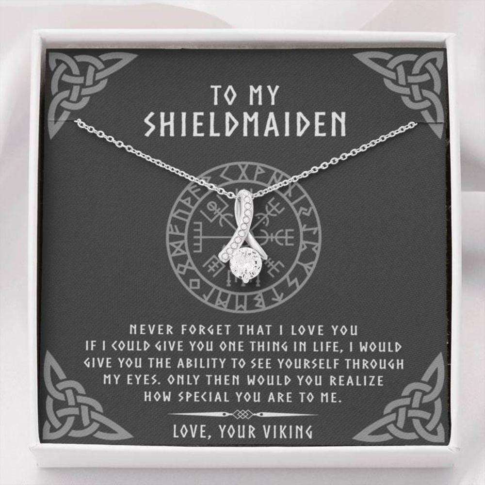 Wife Necklace, To My Shieldmaiden Necklace Gift “ Never Forget That I Love You For Karwa Chauth Rakva