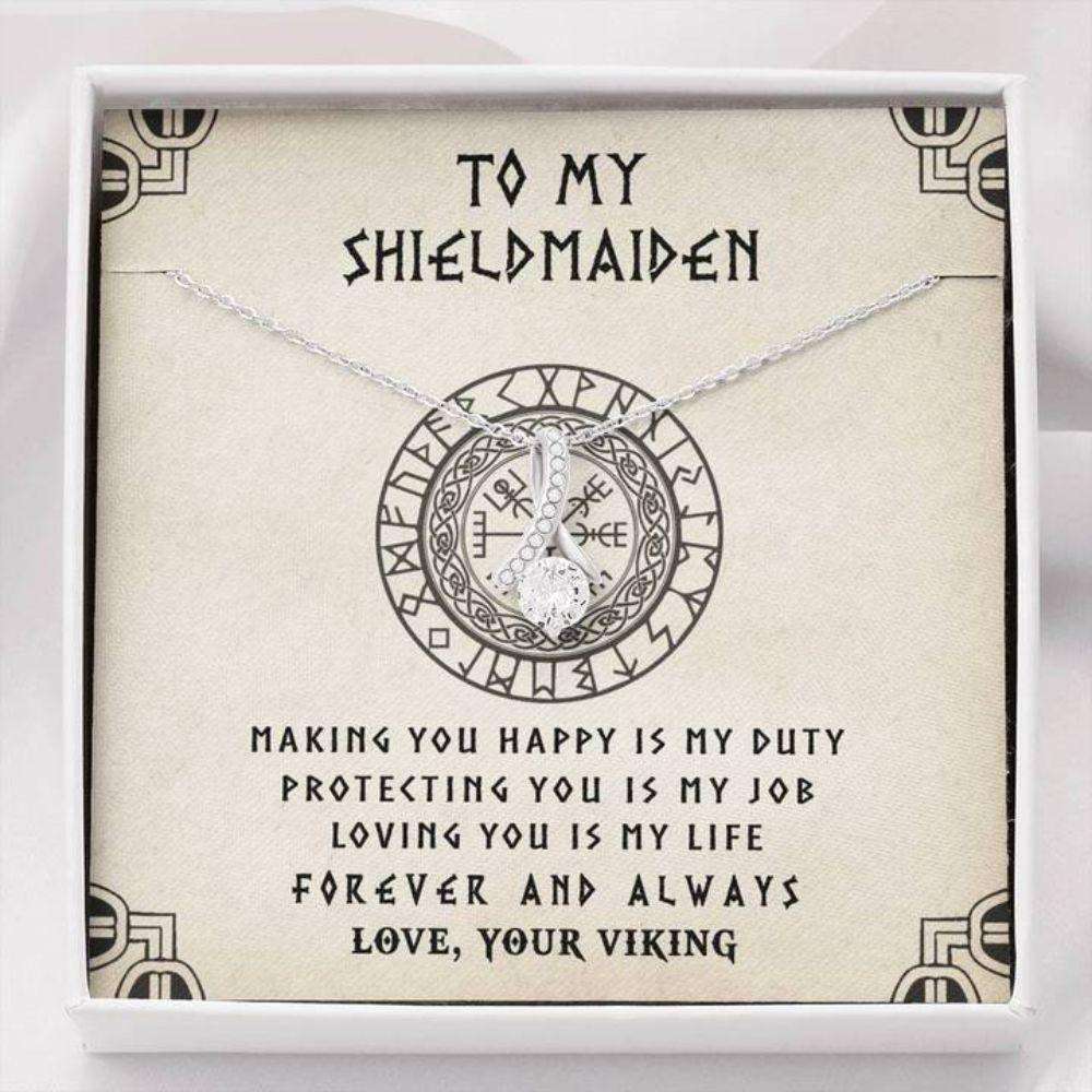 Wife Necklace, To My Shieldmaiden Necklace “ Loving You Is My Life “ Gift For Girlfriend Future Wife For Karwa Chauth Rakva