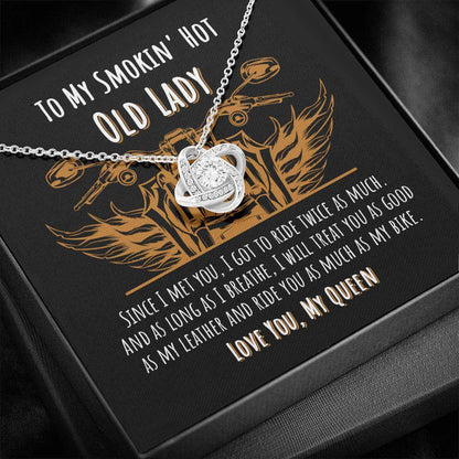 Wife Necklace, To My Smokin’ Hot Old Lady “ Love Knot Necklace For Karwa Chauth Rakva