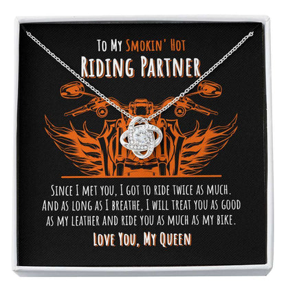 Wife Necklace, To My Smokin’ Hot Riding Partner “ Love Knot Necklace For Karwa Chauth Rakva