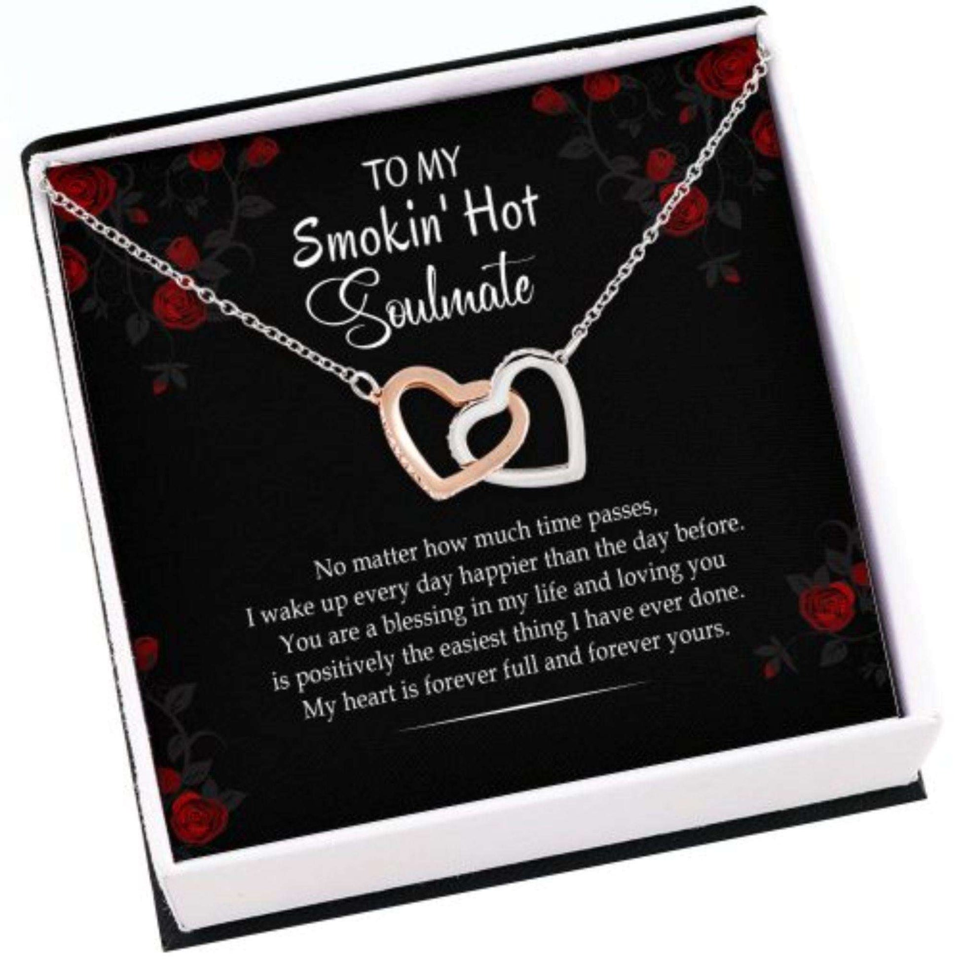 Wife Necklace, To My Smokin’ Hot Soulmate Necklace, Gift For Soulmate Wife Girlfriend Valentines Day, Two Hearts For Karwa Chauth Rakva