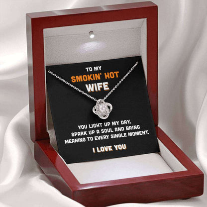 Wife Necklace, To My Smokin’ Hot Wife “ You Light Up My Day Love Knot Necklace For Karwa Chauth Rakva