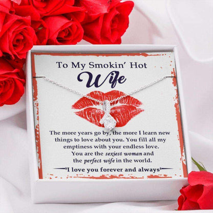 Wife Necklace, To My Smoking Hot Wife Necklace With Love Message Card, Best Gift For Wife, Necklace For Wife From Husband On Christmas For Karwa Chauth Rakva