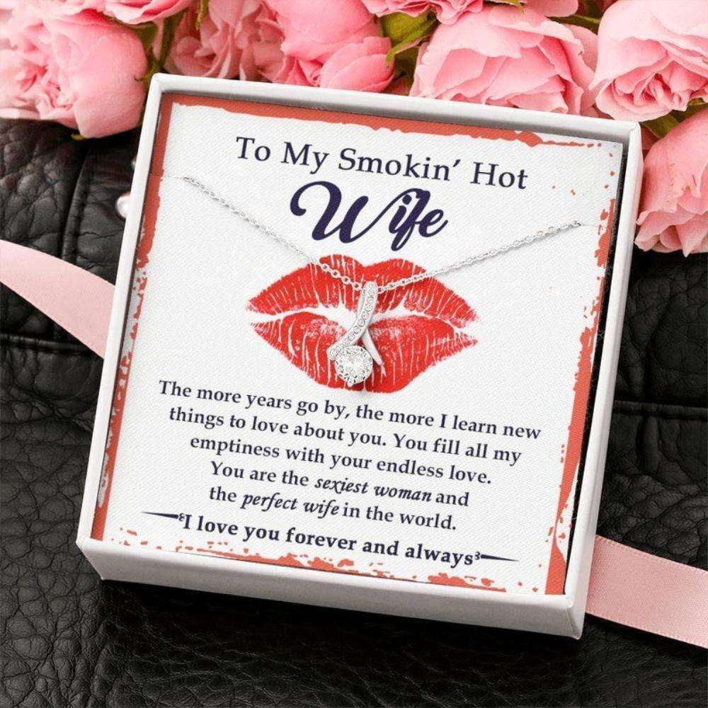 Wife Necklace, To My Smoking Hot Wife Necklace With Love Message Card, Best Gift For Wife, Necklace For Wife From Husband On Christmas For Karwa Chauth Rakva