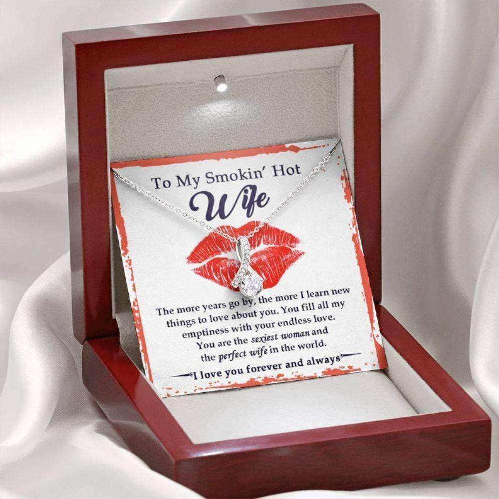 Wife Necklace, To My Smoking Hot Wife Necklace With Love Message Card, Best Gift For Wife, Necklace For Wife From Husband On Christmas For Karwa Chauth Rakva