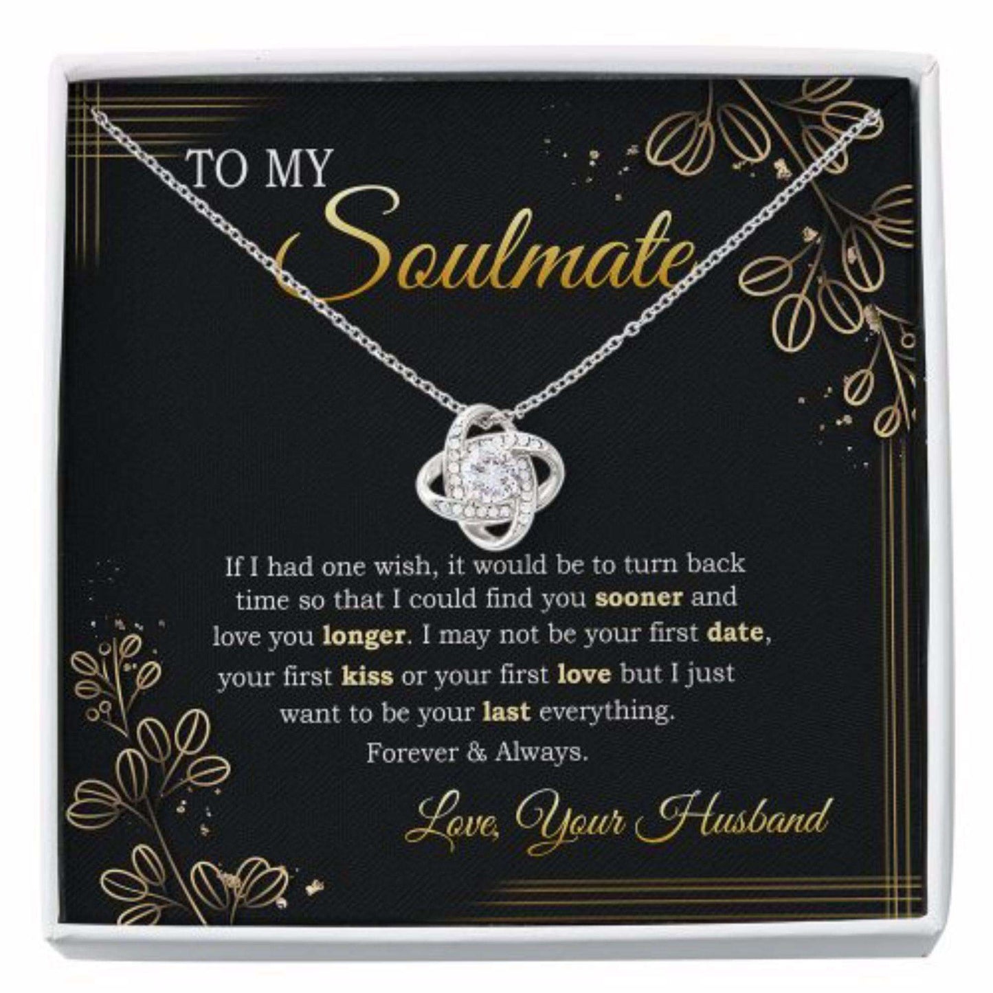 Wife Necklace, To My Soulmate Necklace, Soulmate Gift, Gift For Wife From Husband, Love Knot For Karwa Chauth Rakva