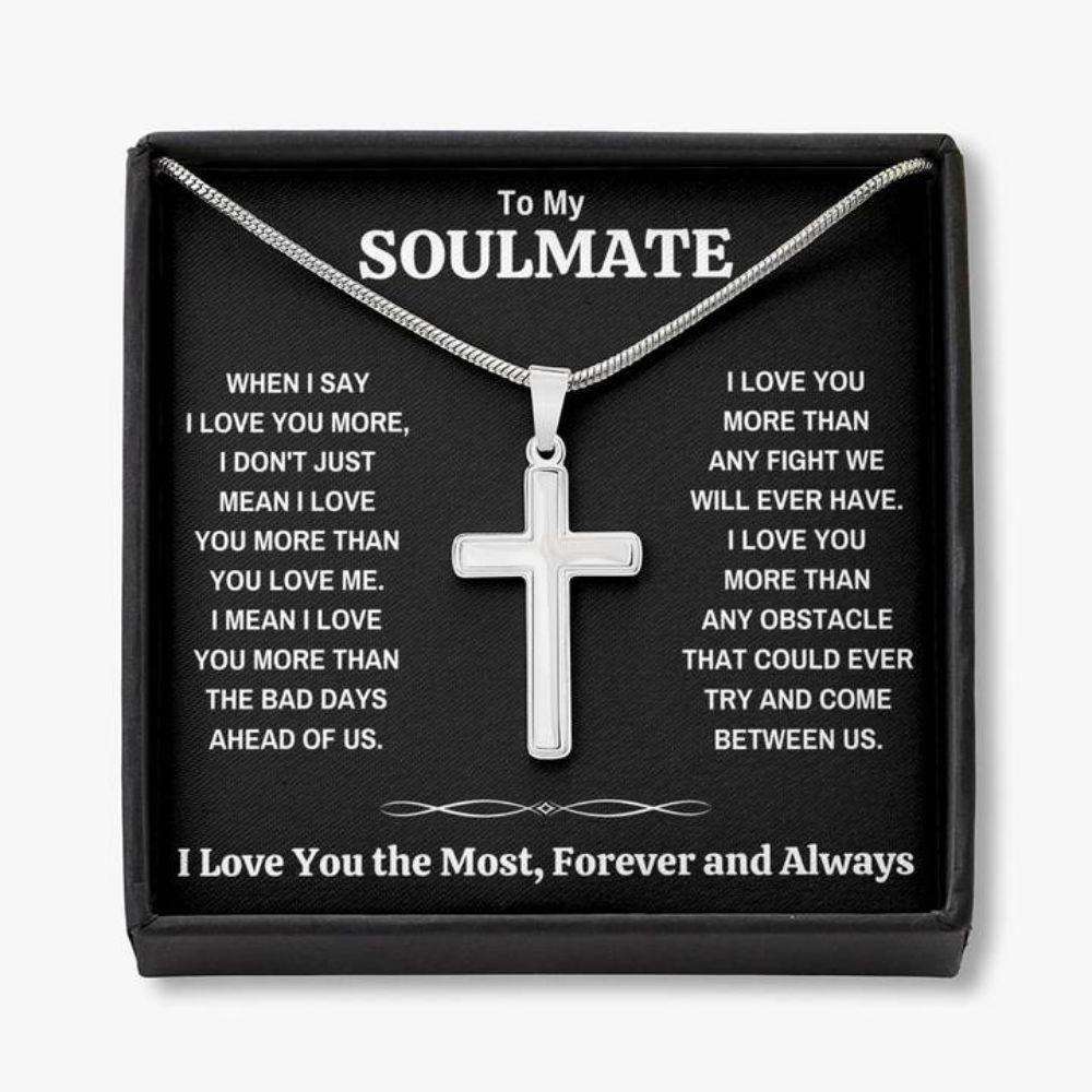 Wife Necklace, To My Soulmate Œthe Most “ Dark” Cross Necklace Gift For Karwa Chauth Rakva