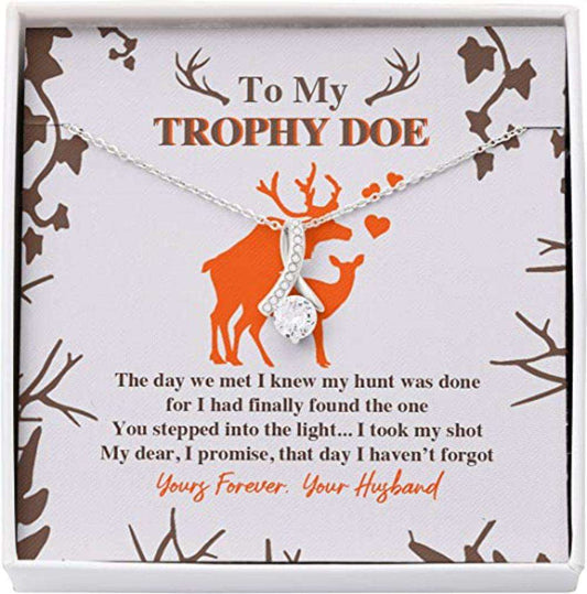 Wife Necklace, To My Trophy Doe Necklace From Your Husband “ Deer My Hunt Done Found The One For Karwa Chauth Rakva