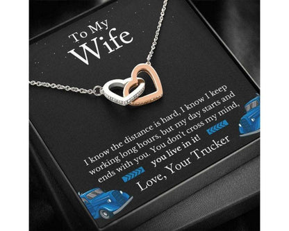 Wife Necklace, To My Trucker Wife Necklace, Truck Drivers Wife Gift From Husband For Karwa Chauth Rakva