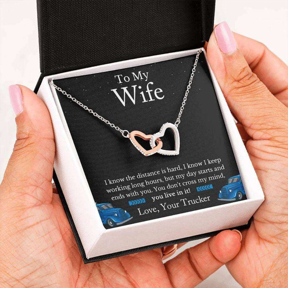 Wife Necklace, To My Trucker Wife Necklace, Truck Drivers Wife Gift From Husband For Karwa Chauth Rakva