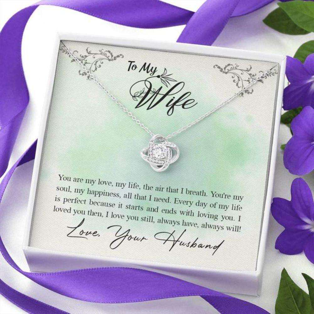 Wife Necklace, To My Wife All That I Need Love Knot Necklace Gift For Karwa Chauth Rakva